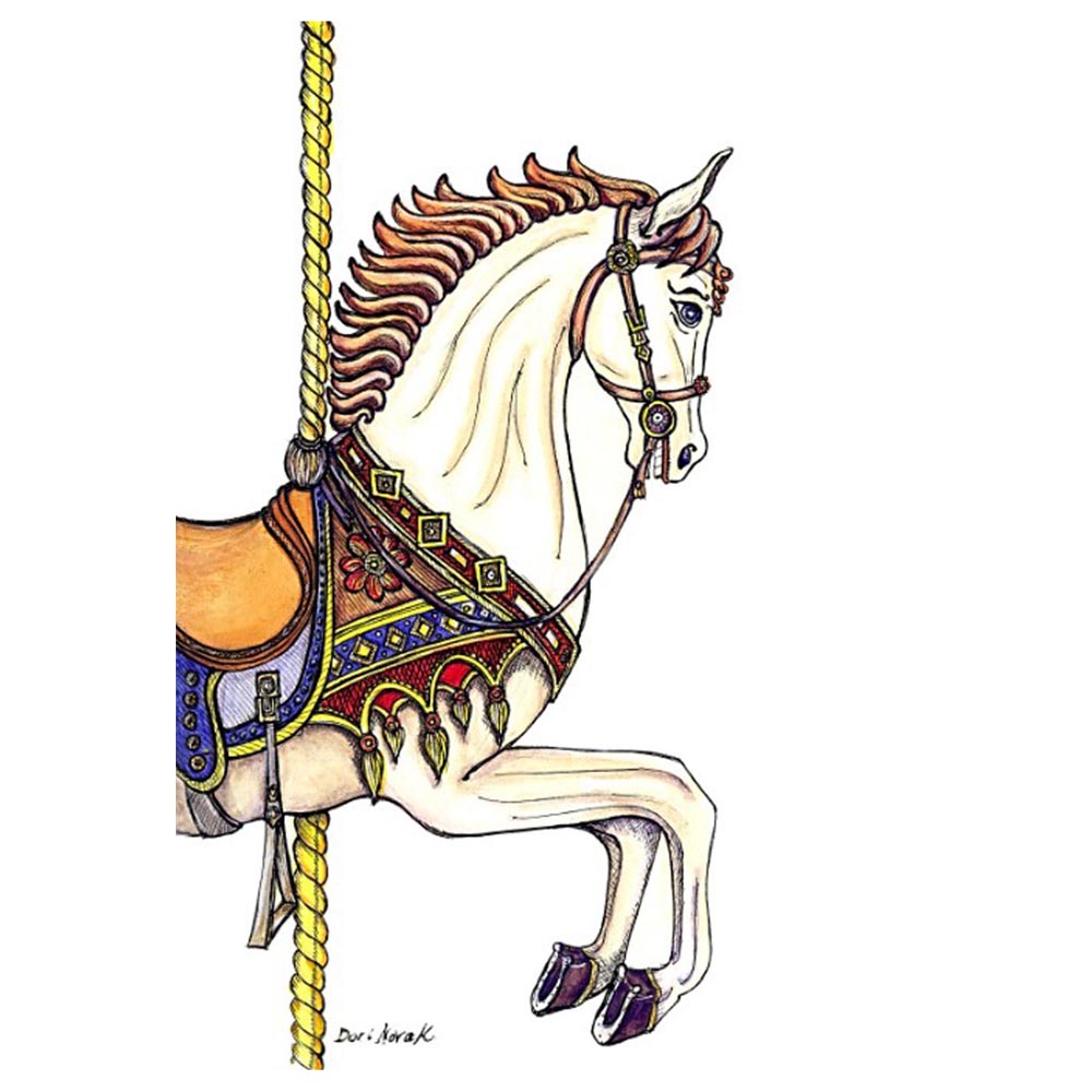 White Prancer Carousel Horse